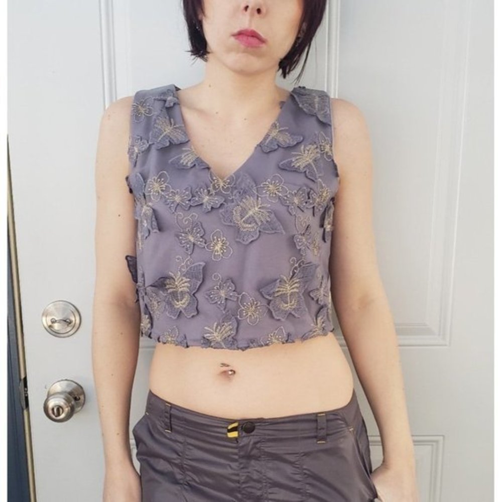 NWT Orange Juice Collection Butterfly Crop‎ Top